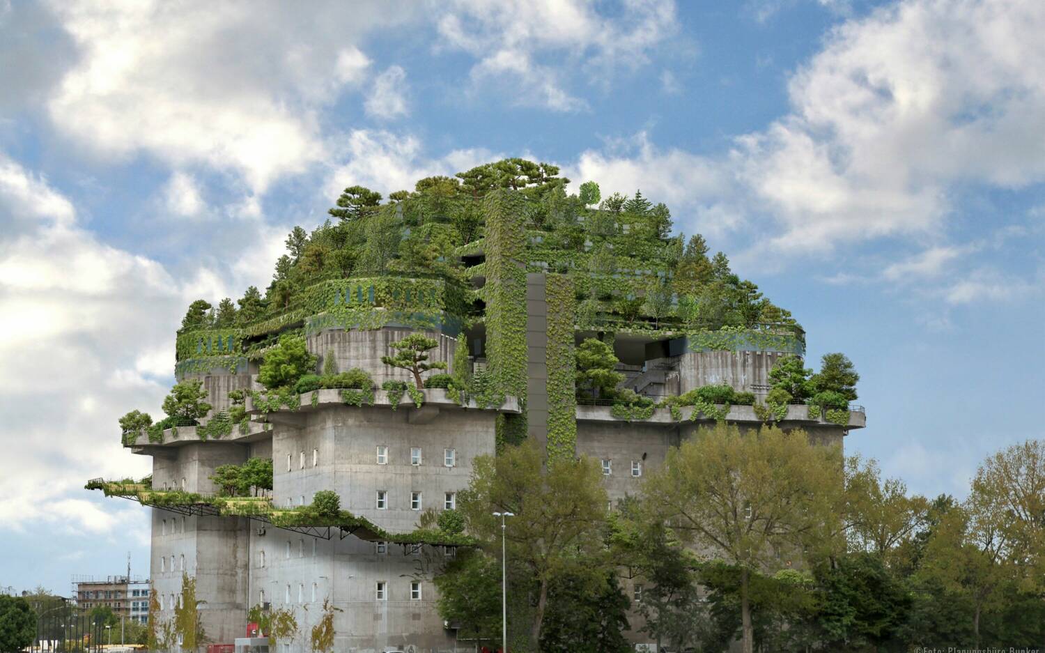 Der Dachgarten auf dem Bunker an der Feldstraße soll im April 2024 eröffnen / ©Planungsbüro Bunker