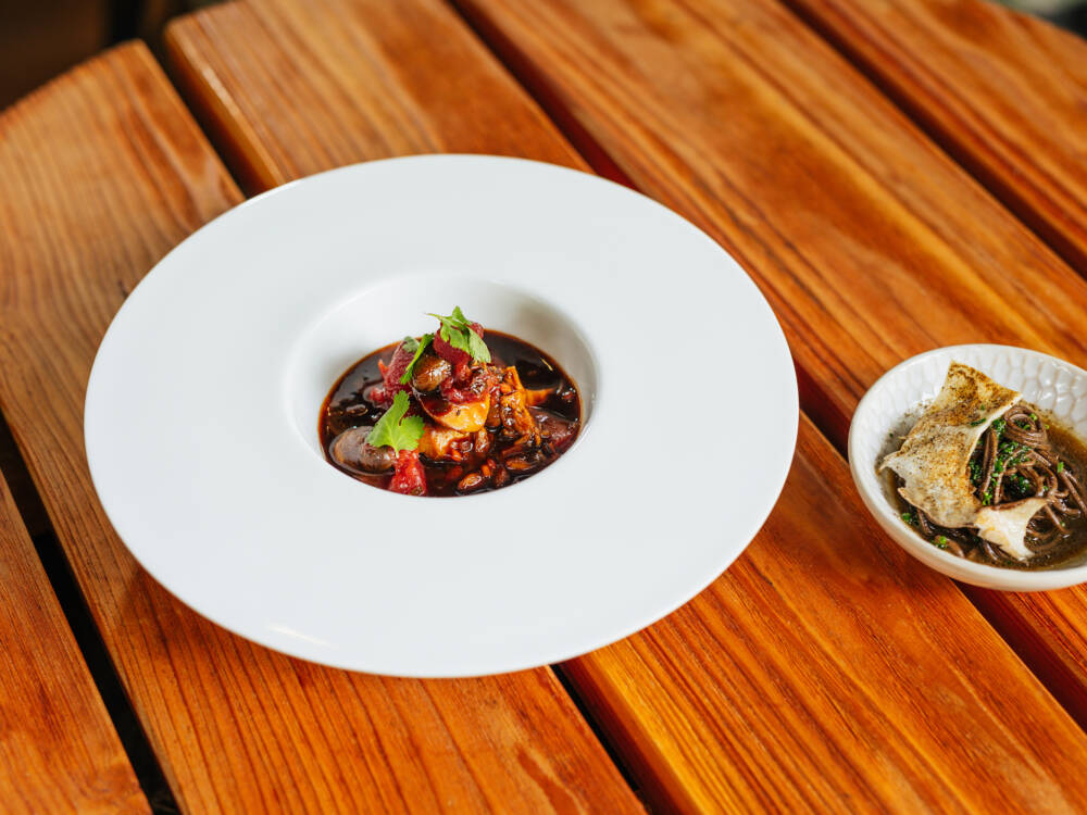 Ragout vom Kikok-Huhn mit Pflaumen-Chutney und Soba Nudeln / ©Julia Schumacher