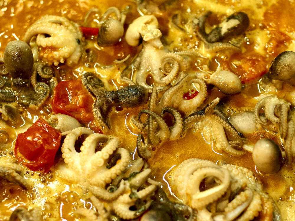 Calamari in abgeschmeckter Soße mit Kirschtomaten in Blankenese / ©Marc Sill