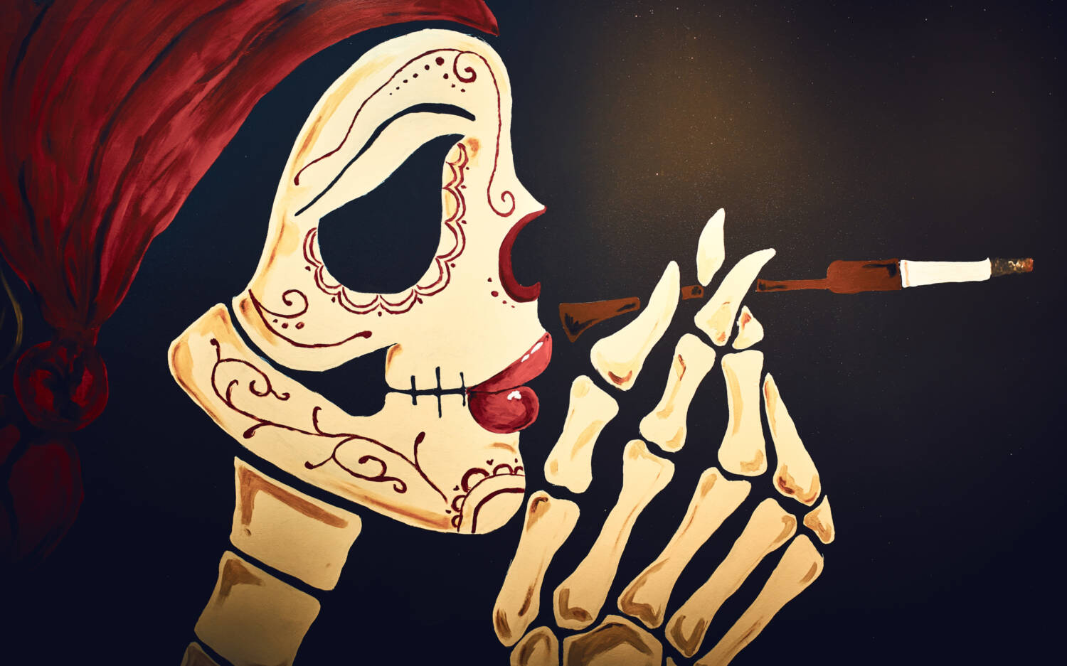 Das große Wand-Mural von der mexikanischen Totenmaske ist ein Blickfänger im Baborrito / ©Marc Sill