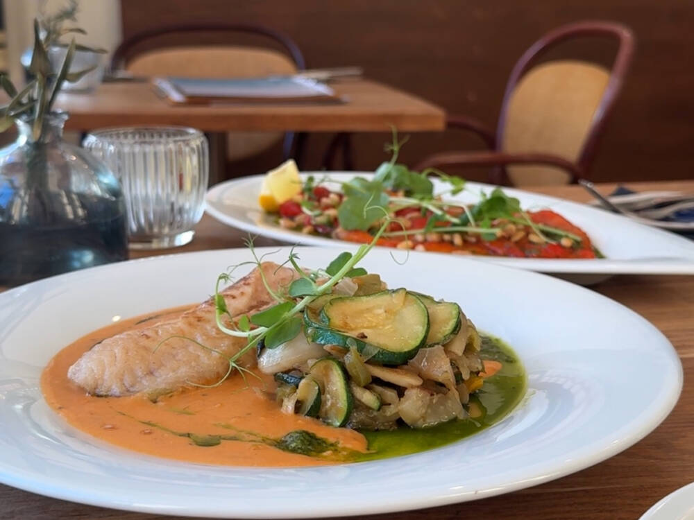 Urlaubs-Feeling in Othmarschen: mediterraner Genuss mit Fisch, Zucchini und vorzüglicher Soße / ©Carlotta Maas