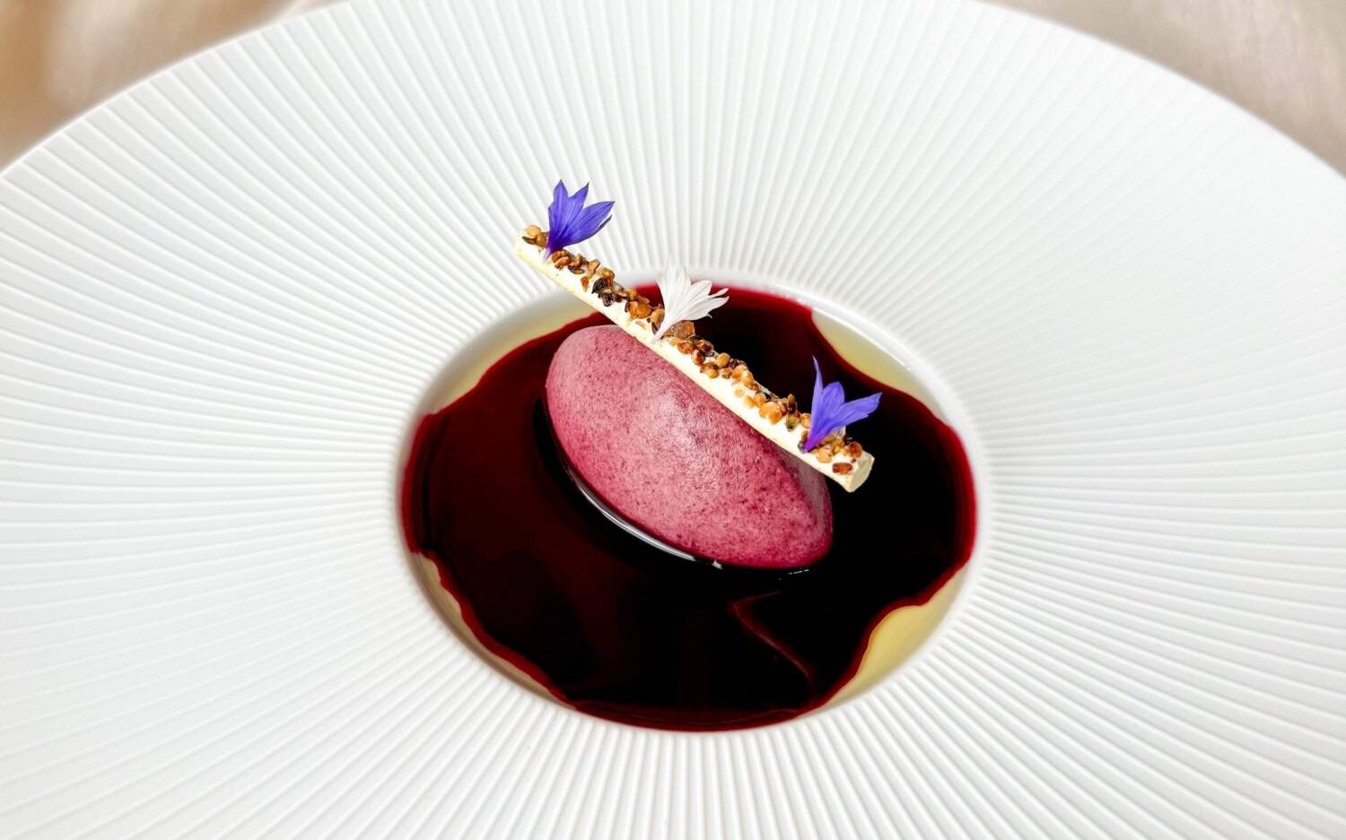 Auch in Maurizio Osters erstem Kochbuch: feine Desserts wie diese Blaubeermousse mit weißer Schokolade / ©Elissavet Patrikiou