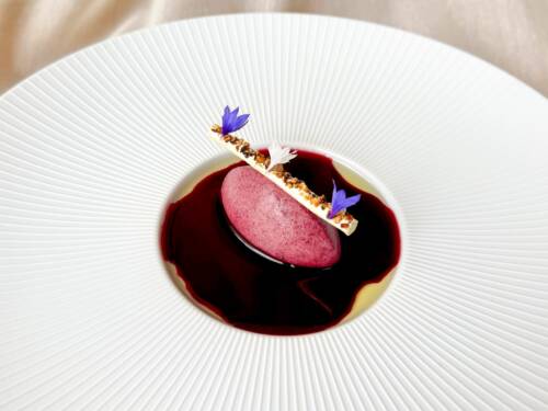 Auch in Maurizio Osters erstem Kochbuch: feine Desserts wie diese Blaubeermousse mit weißer Schokolade / ©Elissavet Patrikiou