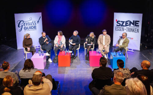 Diskutierten mit Moderator Markus Tirok (Mitte) über Fisch: Flora Engel, Fabio Haebel, Julia Steinberg-Böthig, Christine Iversen, Julian Lehmann und Christian Strasoldo (von links)