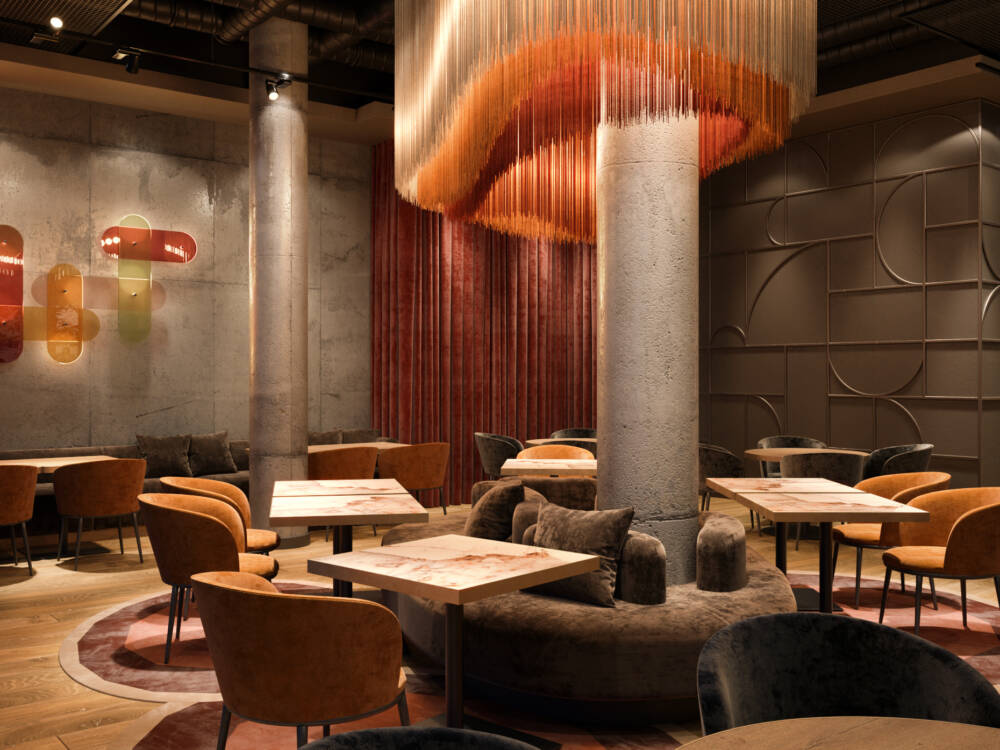 Weitläufig und modern – so sollte es in Bühners neuem Restaurant aussehen / ©Olaf Kitzig Design