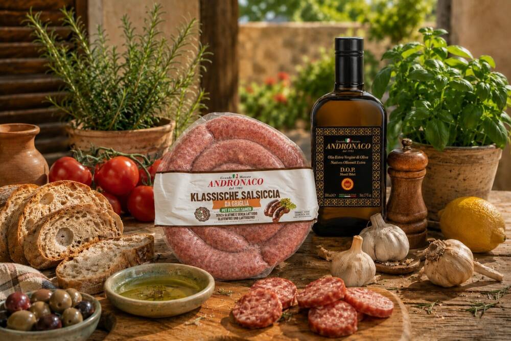 Statt Bratwurst landet bei einer italienischen Grigliata klassische Salsiccia auf dem Grill/ ©Andronaco / KI