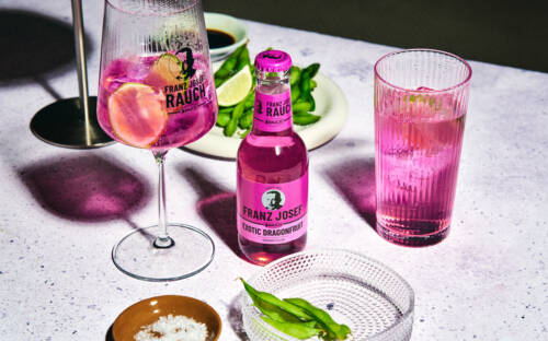 Beim Testsieger-Food-Festival bringt Getränkepartner Rauch erfrischende Drinks in die Fischauktionshalle. Darunter der Dragoncello Spritz / ©RAUCH Fruchtsäfte Deutschland