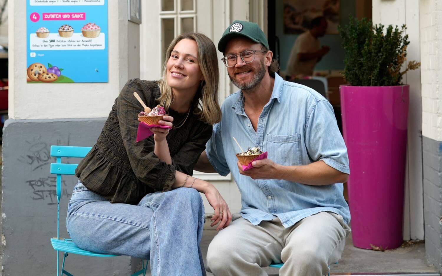 Pia Schatkowski und Thomas Noack servierten zehn Jahre lang kreative Eisbecher im Schlecks in Ottensen / ©Lynn und Lissa Kühner